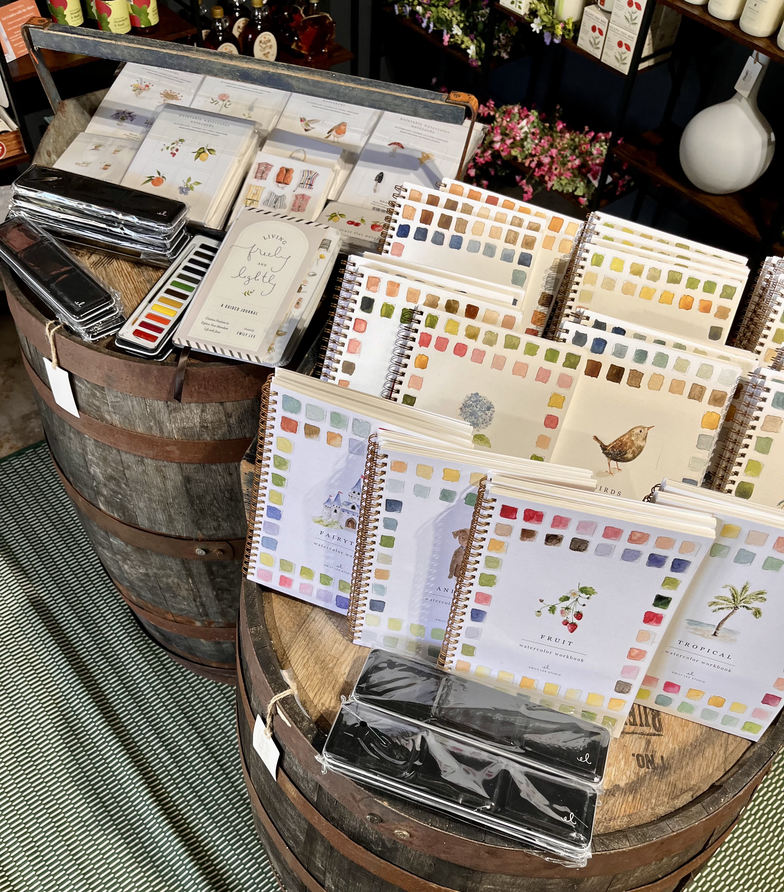 Watercolor journals and gift items at Millie's